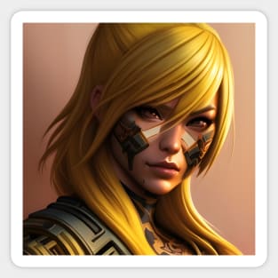 Cyber Scurity Angry Girl Blonde Hair Sticker